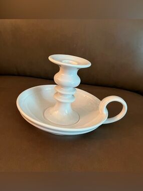 Vtg Haeger 3057 White Ceramic Candlestick Holder